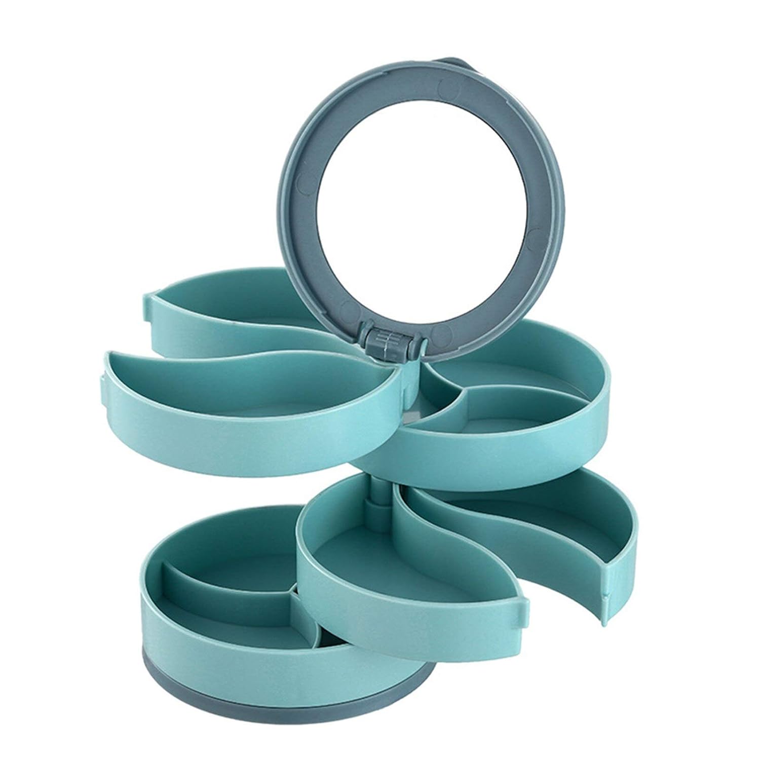 4 Layers Jewellery Box, 360 Degree Rotating Jewelry Box, Jewelry and Earring Organizer Box with Mirror, Accessory Storage Box, Travel Decor Portable Jewelry Case Ornaments Storage Box Necklace Jewelry Organizer Jewelry Organizer Box