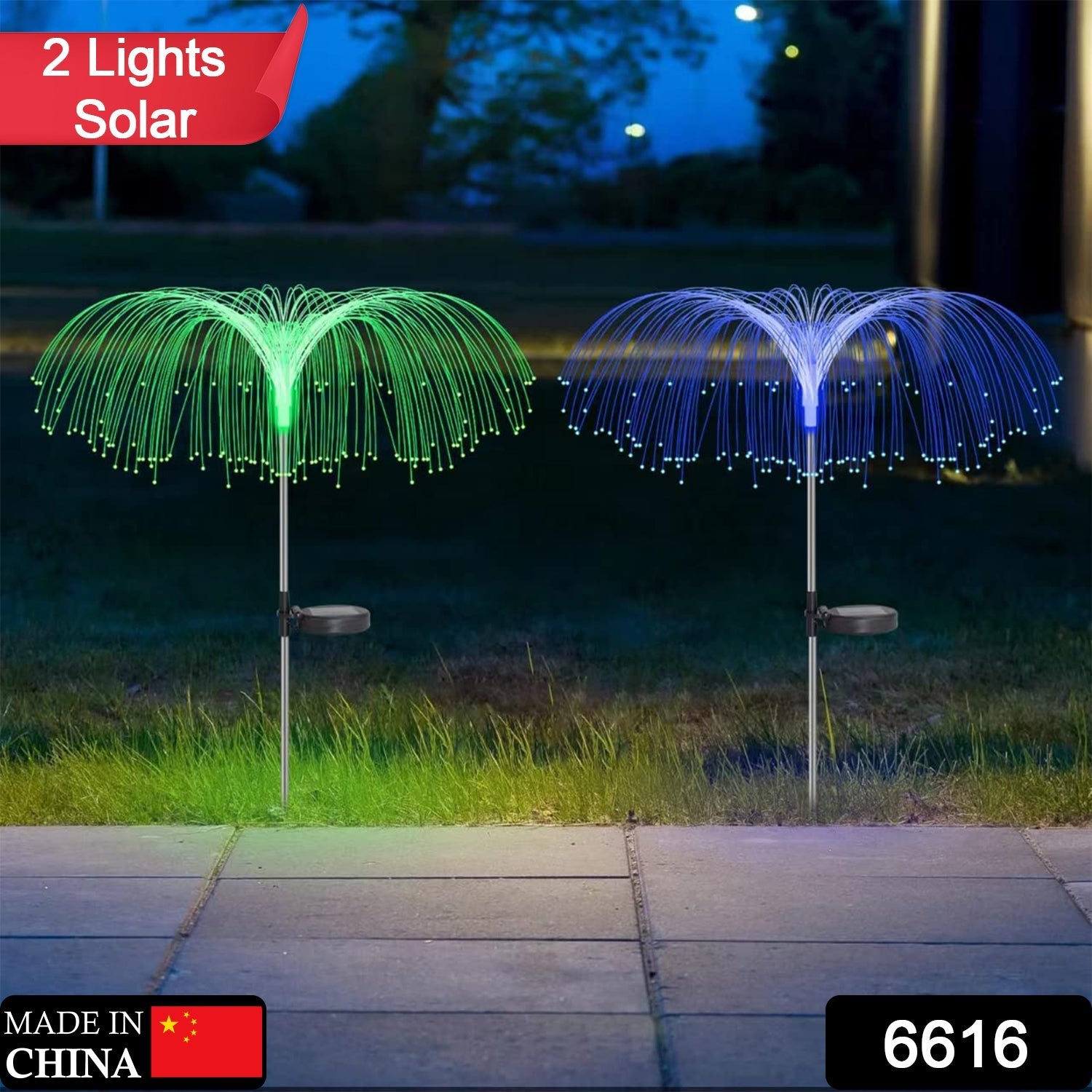 Solar Outdoor Lights โ 7-Color Waterproof Jellyfish Like Firework Home Decor (2pcs)
