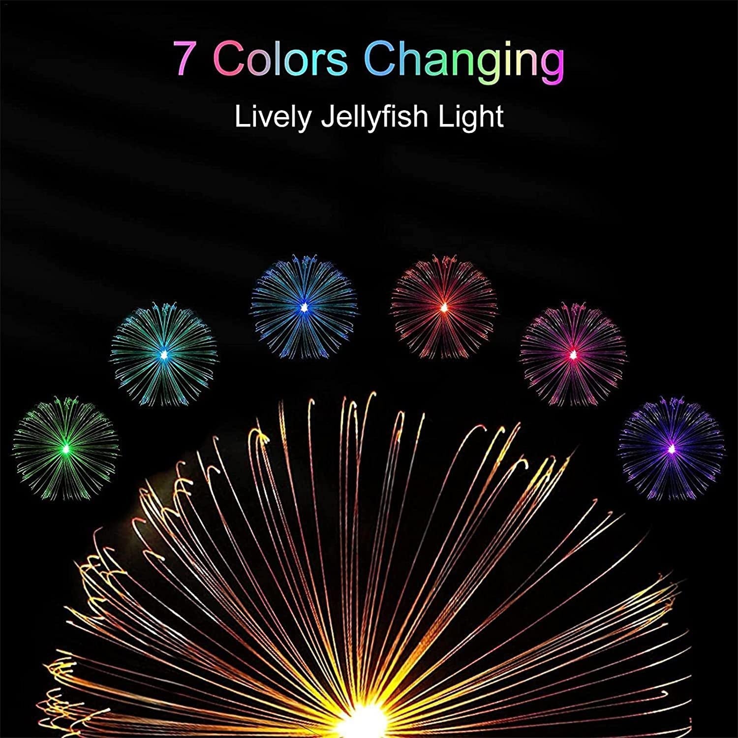Solar Outdoor Lights โ 7-Color Waterproof Jellyfish Like Firework Home Decor (2pcs)