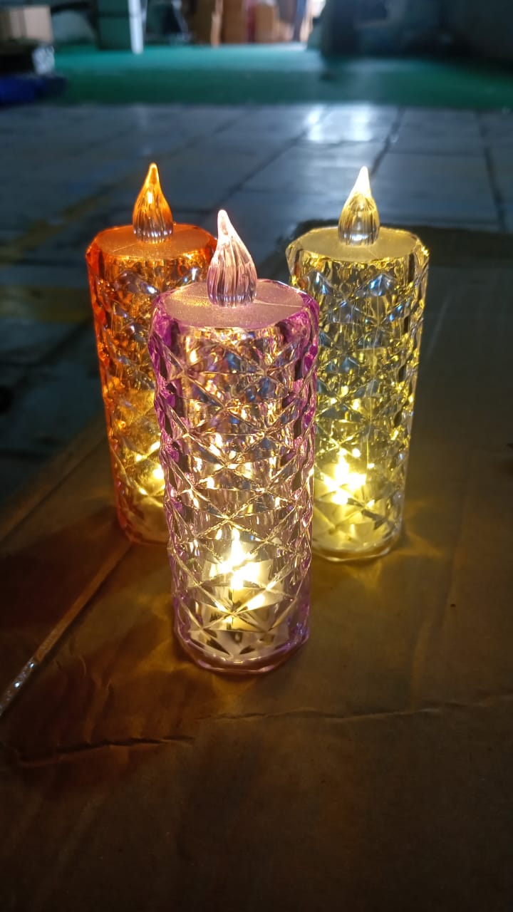 Candles for Home Decoration, Crystal Candlelight (1 Pc / Multicolor)