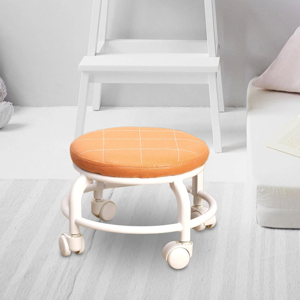 Roller Seat Stool Low Height Rolling  Plastic  Stool Multifunctional Small Household Movable Mini Stool Pulley Wheel Stool for Garage Home Library (1 Pc)