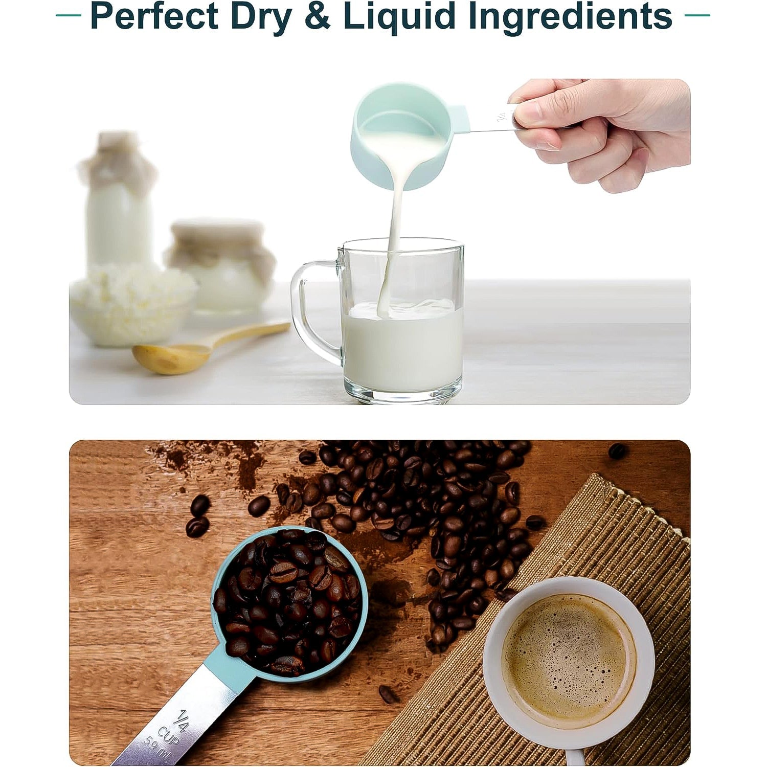 Measuring Cups Set 1/3 Cup (78 ml), 1/4 Cup (59 ml), 1/8 Cup (30 ml)