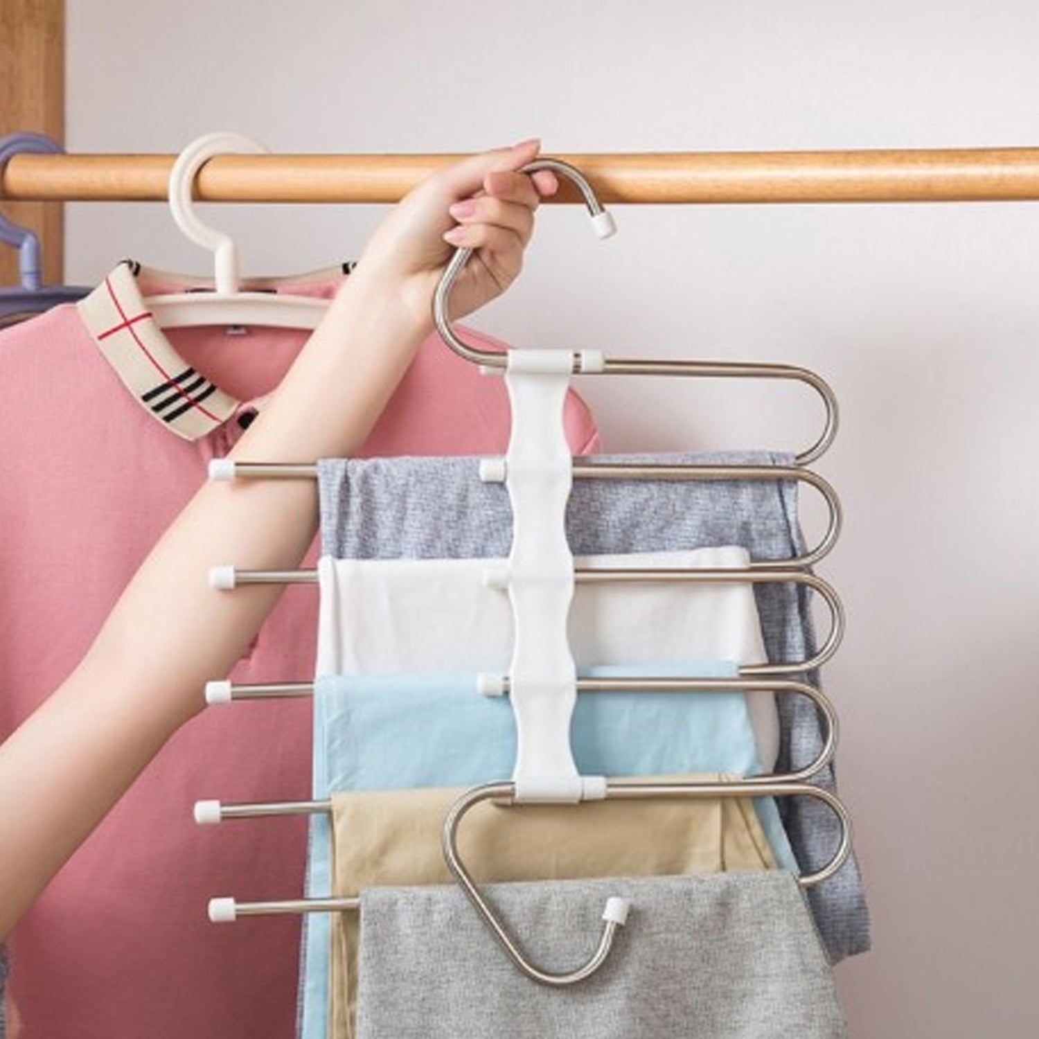 5 in 1 Stainless Steel Foldable Hangers for Clothes Hanging