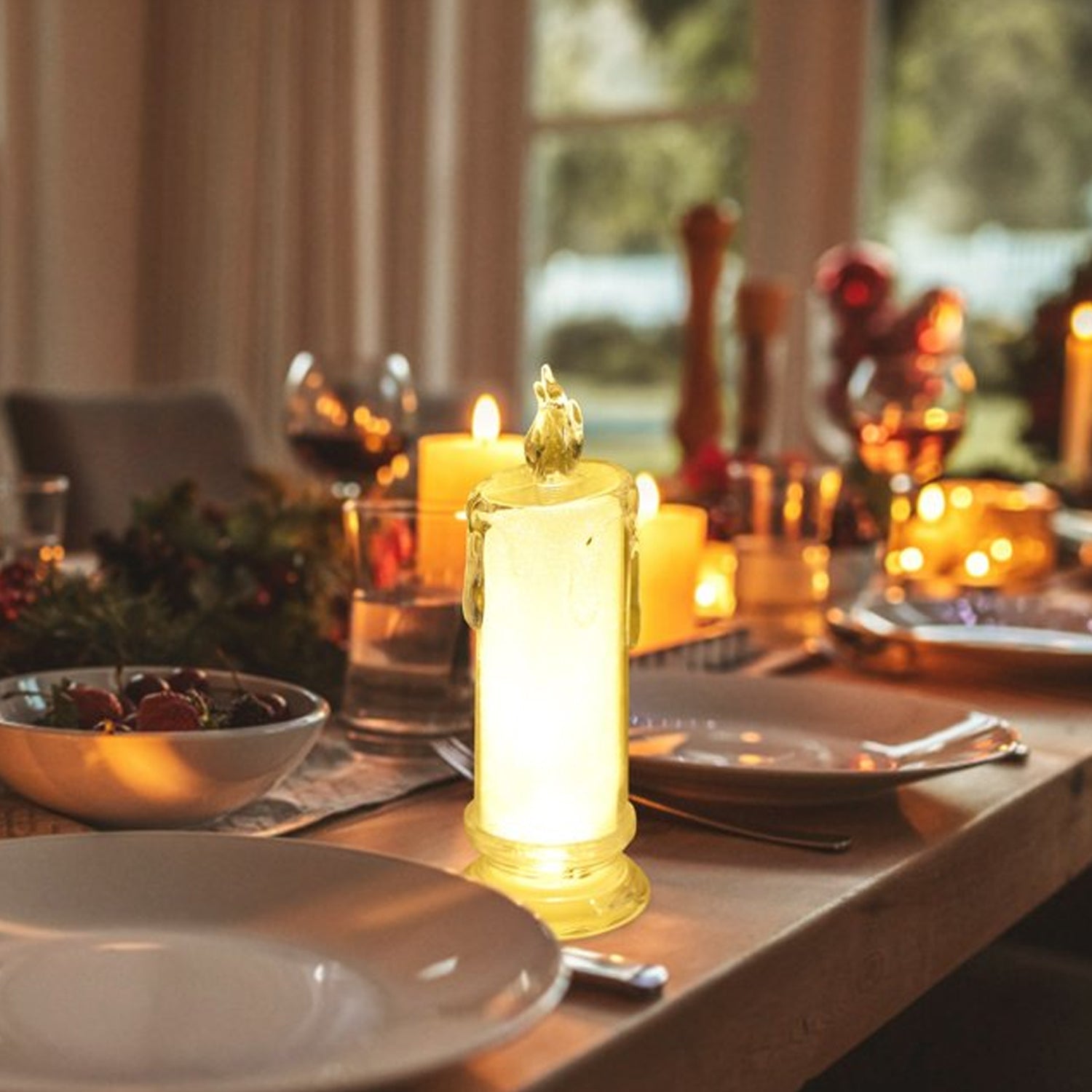 Transparent flameless LED candle for stylish home decor