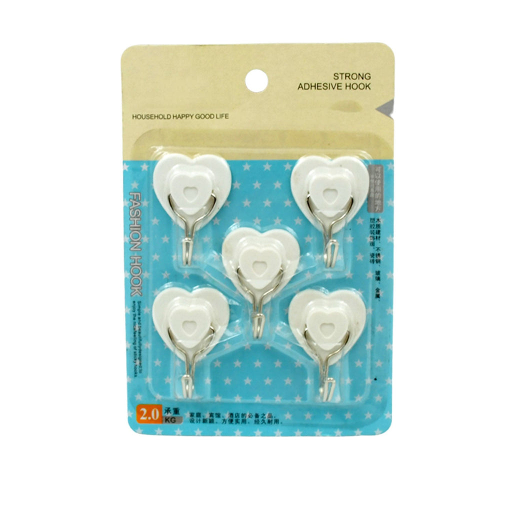 Multipurpose Strong Hook Self-Adhesive hooks for wall Heavy Plastic Hook, Sticky Hook Household For Home , Decorative Hooks, Bathroom & All Type Wall Use Hook , Suitable for Bathroom, Kitchen, Office (5 Pc Set)