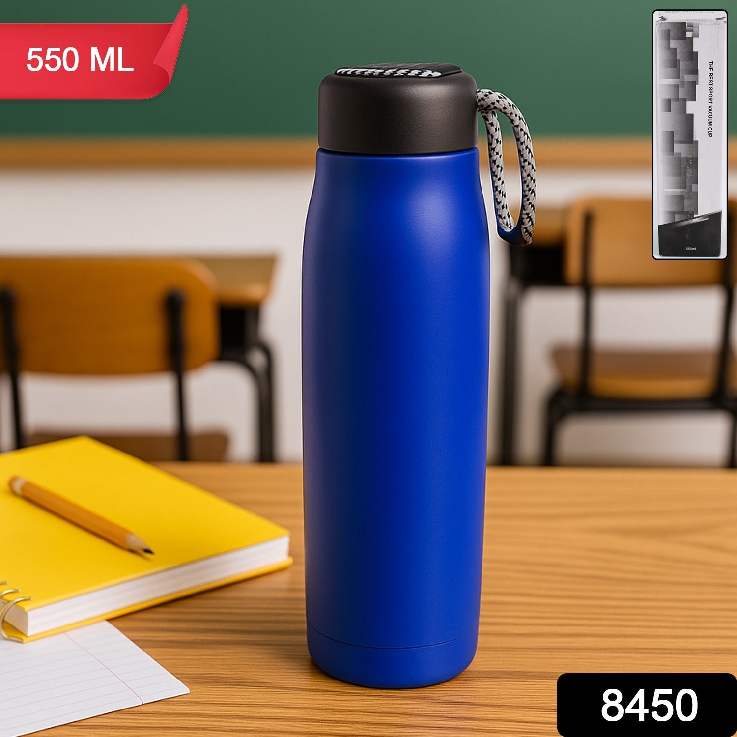 550ml Leak-Proof Stainless Steel Double Wall Vacuum Insulated Water Bottle (1 Pc)