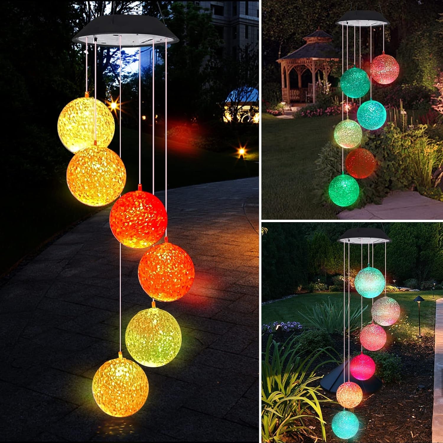 Color-changing solar crystal ball light for garden decor