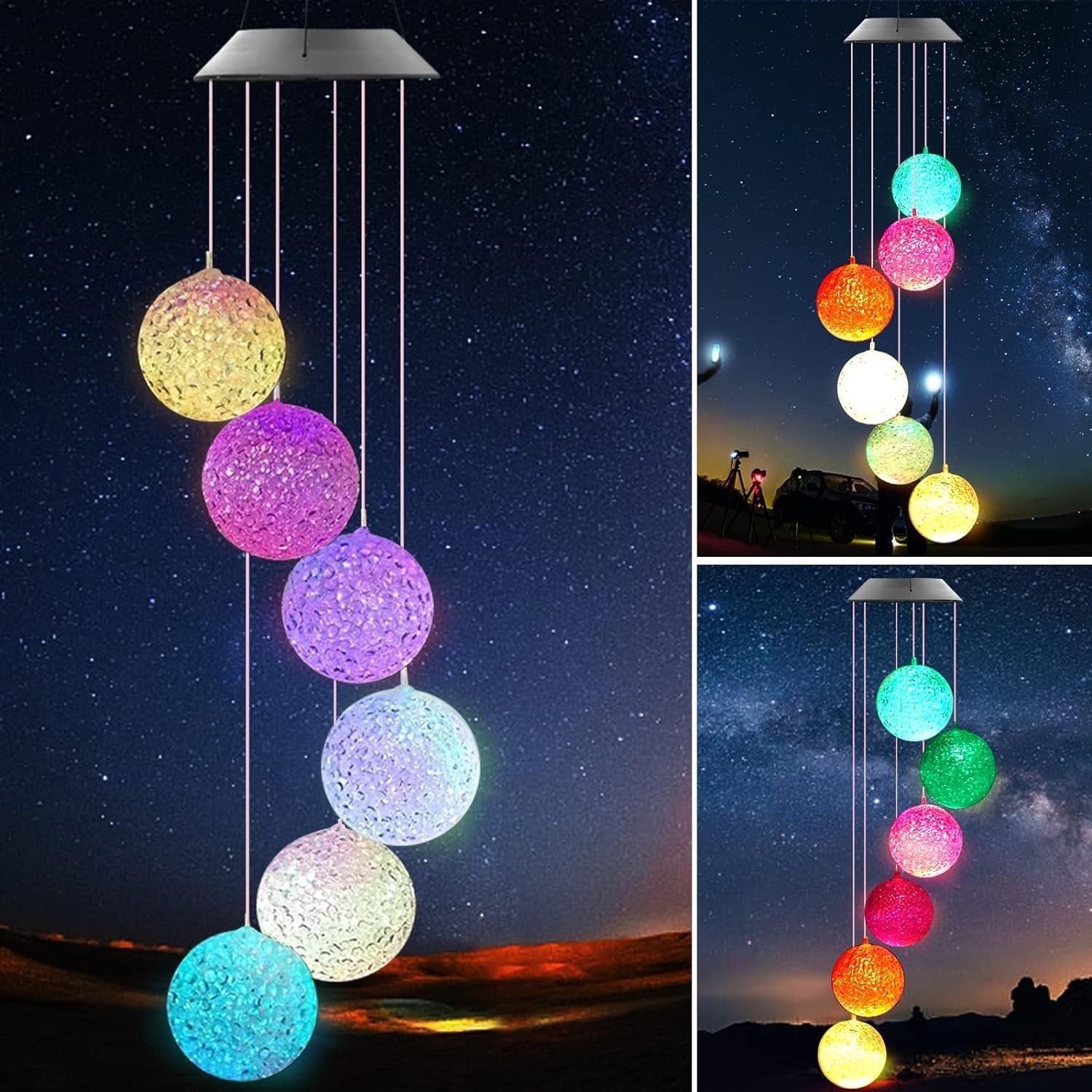 LED solar crystal ball light for outdoor night decor