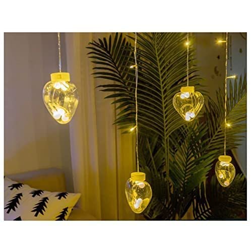 Warm white heart ball string lights with color box