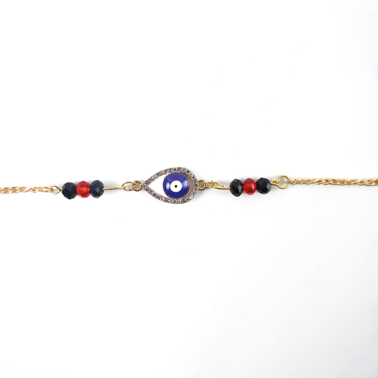Royal Nazar Rakhi  Premium Evil Eye Protection Thread With Ornate Beads  Golden Chain